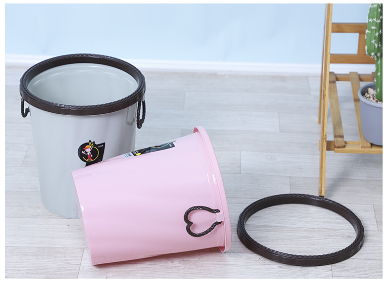 Household pressure ring handle trash can, Nordic style simple hotel trash can, heart-shaped handle trash can pic 17