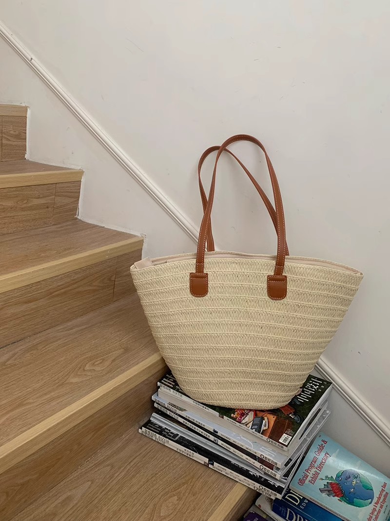 草编包包女大容量2023新款度假沙滩包编织水桶包菜篮通勤托特包潮详情15