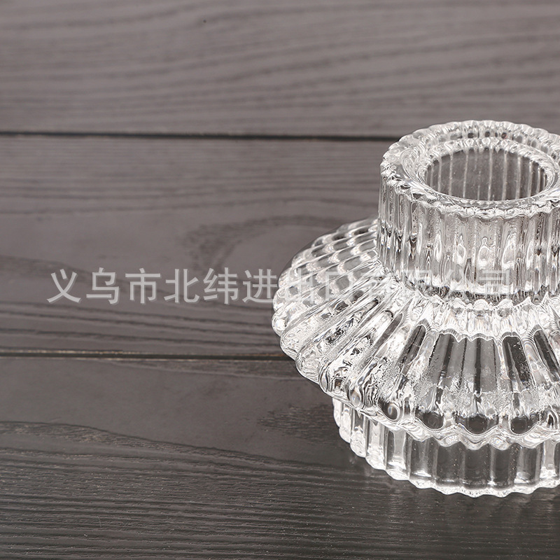A dual-purpose glass candlestick that can be used on both sides, suitable for restaurants, bars, flying saucer candlesticks, and wedding exhibition arrangements pic 10