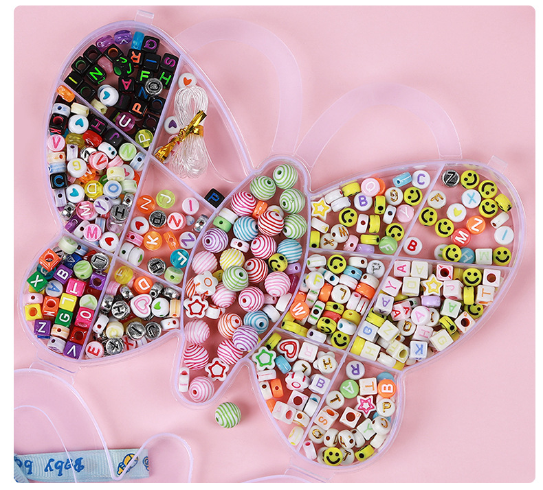 辰缘饰品儿童DIY手工串珠字母串珠彩色散珠盒装方形圆形彩色塑料珠子玩具配饰配饰详情11