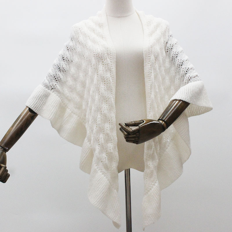 复古国风披肩女三角针织办公室空调房小外套外搭荷叶边开衫详情2