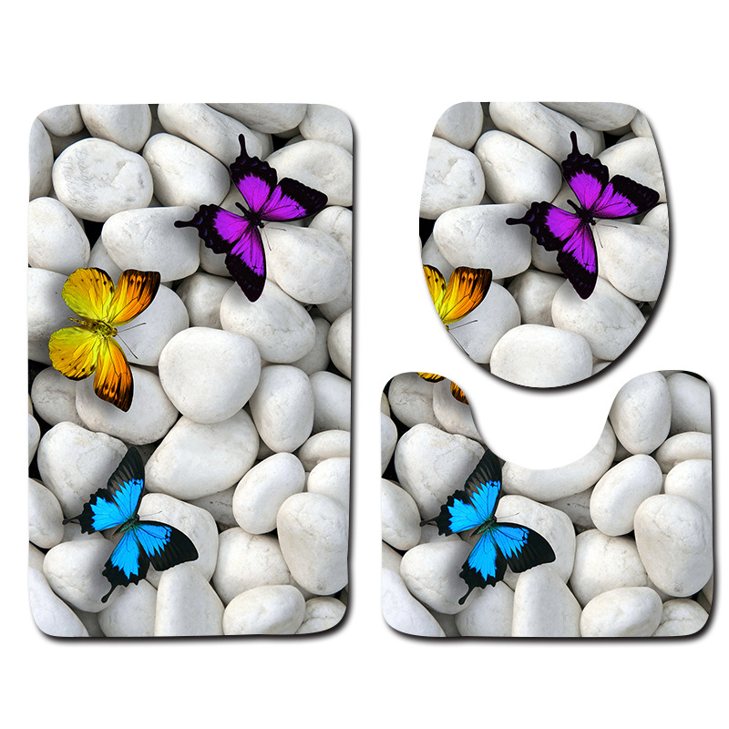 Beach series toilet floor mat three-piece set, bathroom three-piece set, carpet door mat, ebay cross-border Amazon current stock pic 6