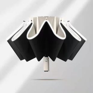 New 12-bone black rubber fully automatic umbrella folding business umbrella three-fold sunshade and protection 嗮 sun umbrella advertising umbrella pic 12