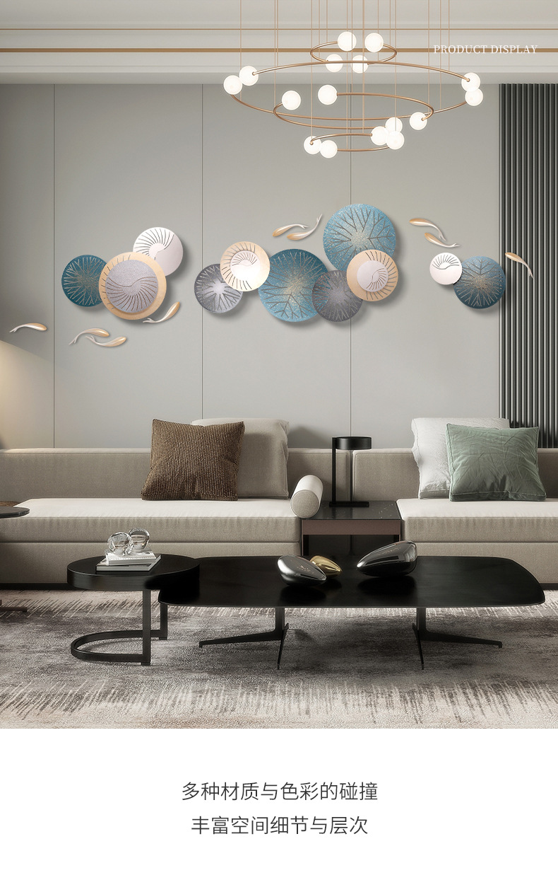 Fuciao decoración moderna y simple sala de estar tv sofá fondo decoración de pared tridimensionales luz de lujo en el pasillo de entrada basalto pic 4
