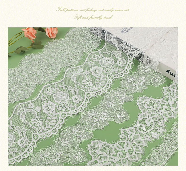经典款睫毛蕾丝花边 无弹睫毛花边 领口裙摆蕾丝花边辅料 现货详情7