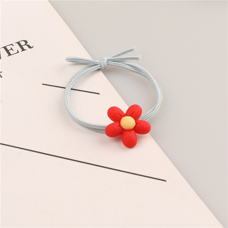 New small red flower hair band, five-petal flower cartoon flower hair tie, hair tie rubber band, high-elasticity braided hair tie pic 19