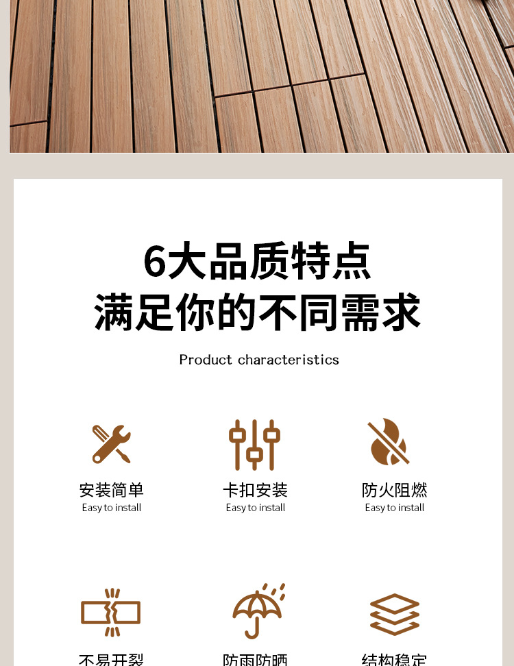 户外拼接木地板室外环保型塑木复合地板 防腐生态diy木塑地板厂家详情4