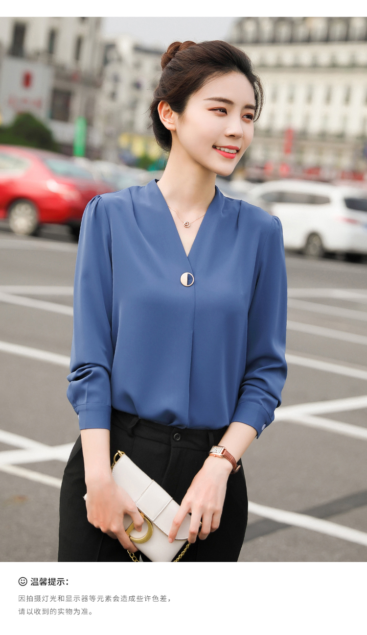 职业装短袖衬衫女2024春夏新款ol纯色气质V领牛奶丝白领打底衬衣详情17