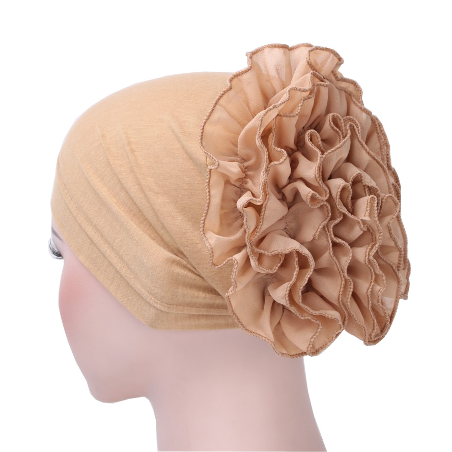 New single-color Muslim chiffon large-sized flower hats, headscarves and Arab headscarves for European and American export are in stock pic 9
