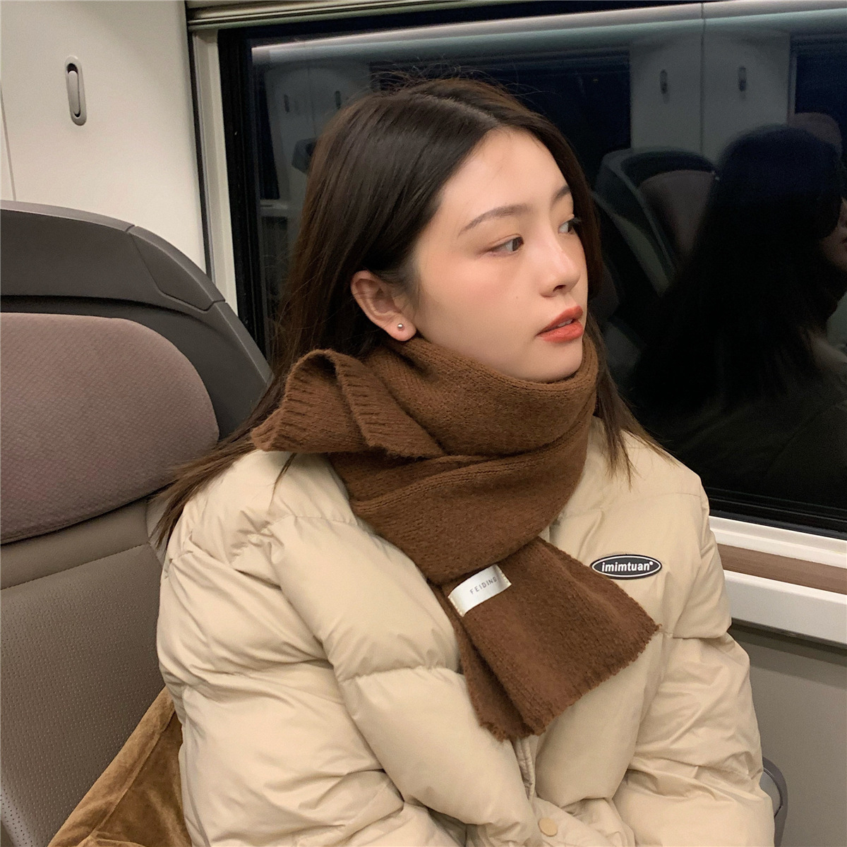 韩版ins保暖纯色围巾女秋冬季百搭时尚学生针织小围脖男新款毛线详情13