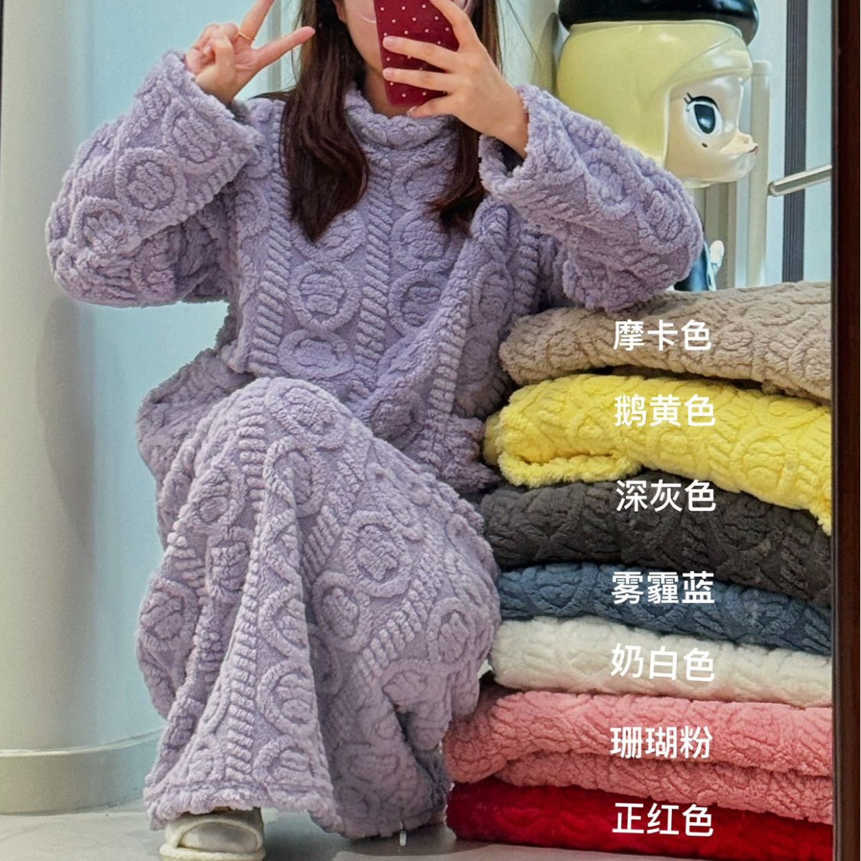 珊瑚绒睡裙女冬季加绒加厚大被子睡袍中长款睡衣法兰绒家居服韩版详情1
