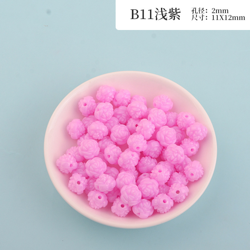 New macaron-colored camellia beads perforated solid rose loose beads diy beading material resin accessories pic 28