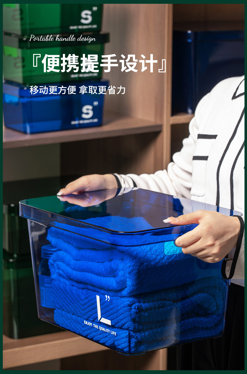 Wholesale transparent plastic household desktop storage boxes, skin care products, snacks, toys, covered storage boxes, and miscellaneous storage boxes pic 3