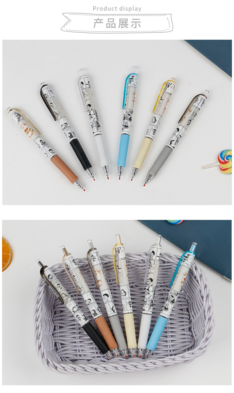 High appearance level, super cute limited edition Doraemon student supplies, press gel pen, signature pen, fountain pen 0.5mm black pic 5