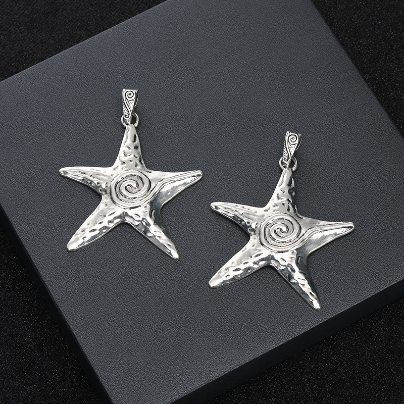 DIY alloy accessories, ancient silver starfish pendant beads, retro five-pointed star pendant necklace jewelry accessories pic 2