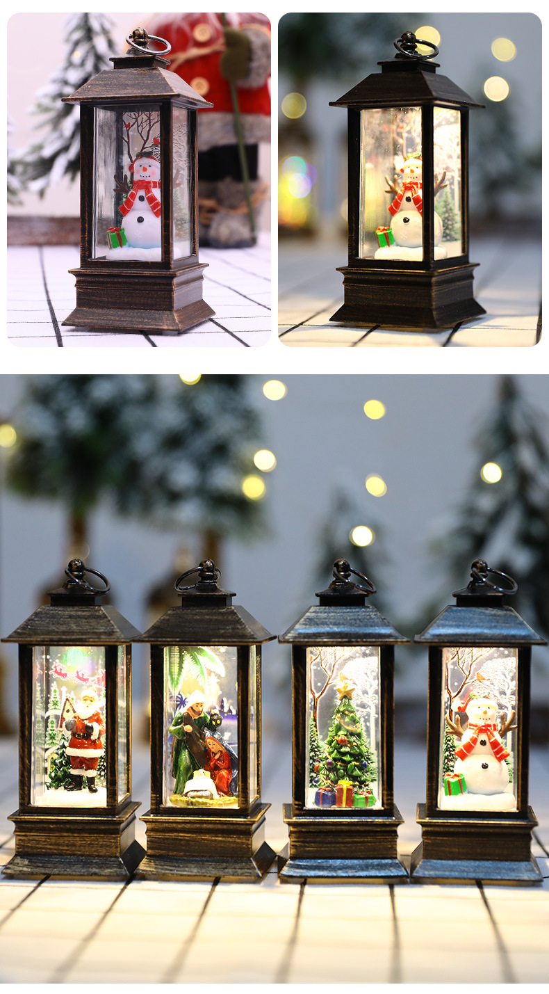 Cross-border Christmas wind lanterns, portable oil lamps for the elderly, hotel table ornaments, Christmas tree scene decoration props pic 9