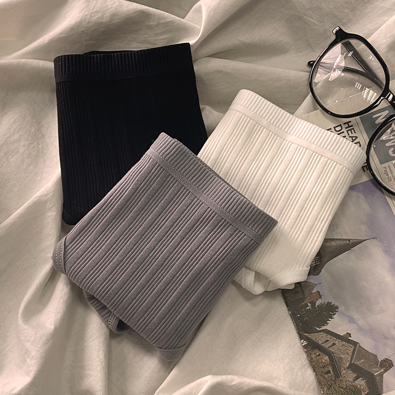 极简主义纯色纯棉全棉螺纹条纹少女内裤 无痕舒适透气中腰三角裤详情12