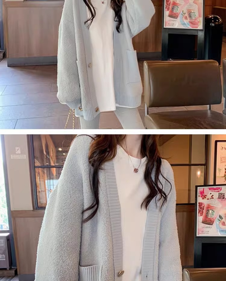 White pure cotton long-sleeved T-shirt for women, spring and autumn new Korean style loose fleece long-sleeved top paired with shark pants pic 6