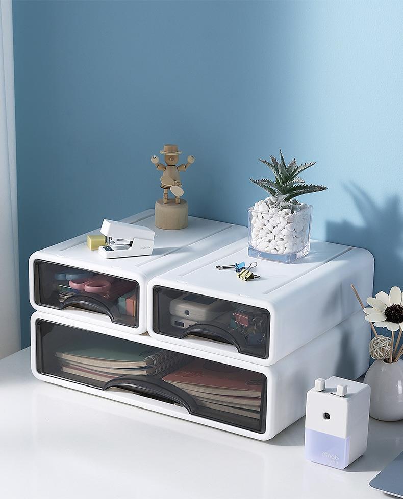 Large drawer-type desktop storage box, cosmetics office desk, dormitory stationery organization and storage box, desk rack pic 24