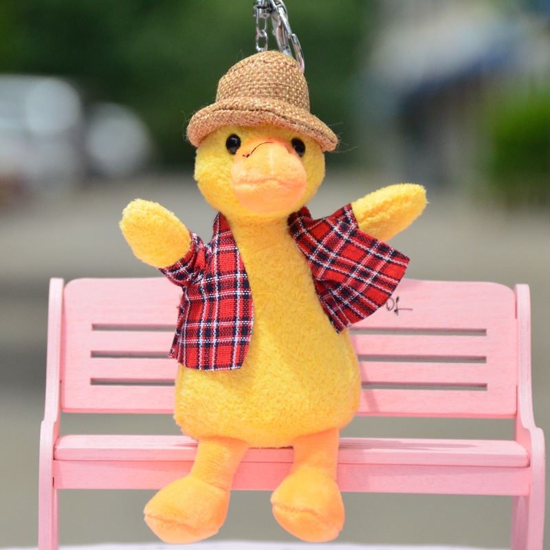 Little duck pendant, plush toy doll, cute sand sculpture duck, cheer up duck, small doll bag, hanging decoration, keychain pic 1