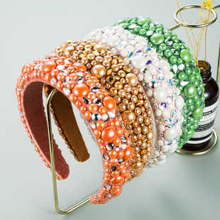 French retro, light luxury, heavy craftsmanship hair bands, high-end feel, rhinestone wide headbands, elegant hair accessories for balls, wholesale and export pic 15