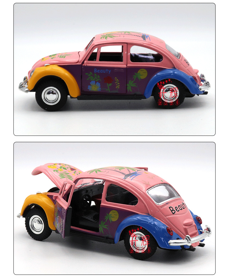 Crossover 1:32 puerta triple graffiti escarabajo modelos de coches antiguos juguetes para niños coches de balón juguetes para niños pic 14