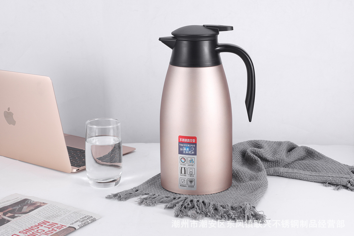 304不锈钢真空保温壶欧式家用热水壶咖啡壶2L商用礼品可印LOGO详情14