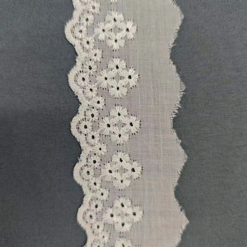 Wholesale of cotton embroidered lace, hollowed-out lace, embroidered skirt hem, clothing accessories, milk silk, perforated, barcode 2.5 pic 91