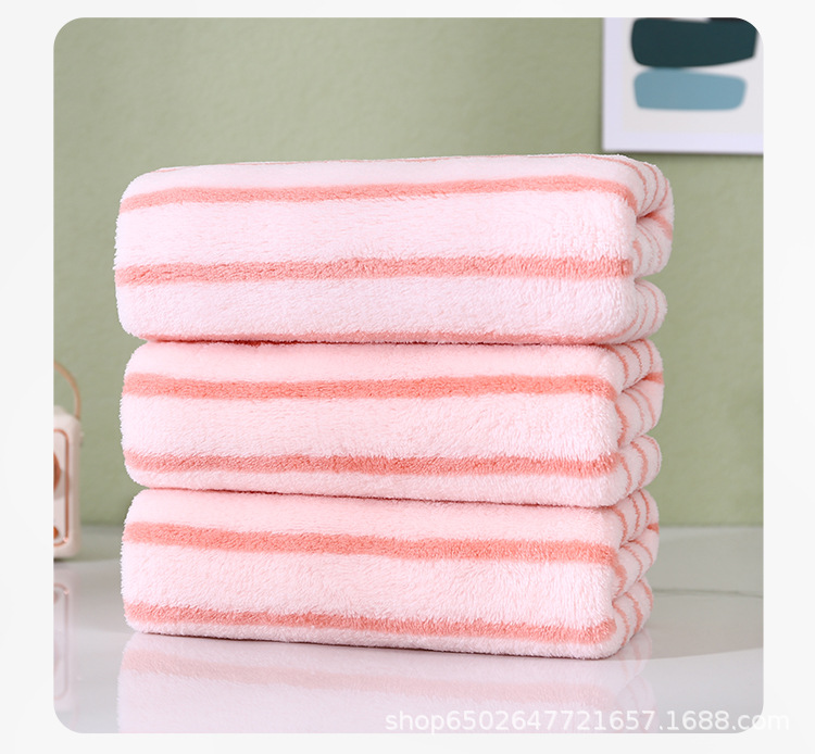 新款外贸珊瑚绒条纹毛巾加厚吸水不掉毛家用成人洗脸礼品毛巾LOGO详情15