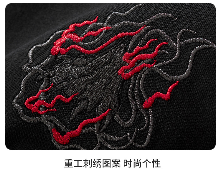 国潮夏季新款260克重磅纯棉短袖t恤男中国风刺绣宽松大码男装详情40