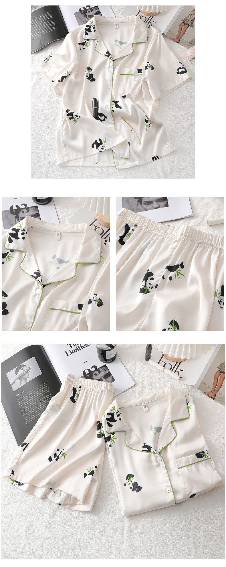 Pareja hielo pijamas de seda mujeres verano seda manga corta moda imitación de seda ropa casera outwear traje hombre al por mayor pic 32
