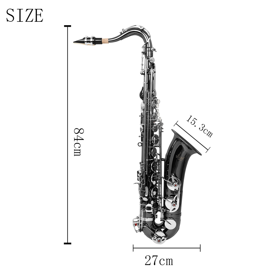 LADE镀黑镍次中音萨克斯降B调黄铜萨克斯管初学演奏西洋管乐器SAX详情1