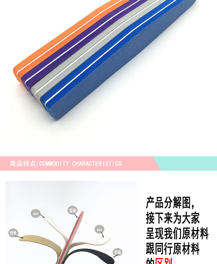 Double-sided nail polish grinding and polishing strips, thick filing strips, nail shaping diamond-shaped sponges, nail rubbing tool accessories factory wholesale pic 8