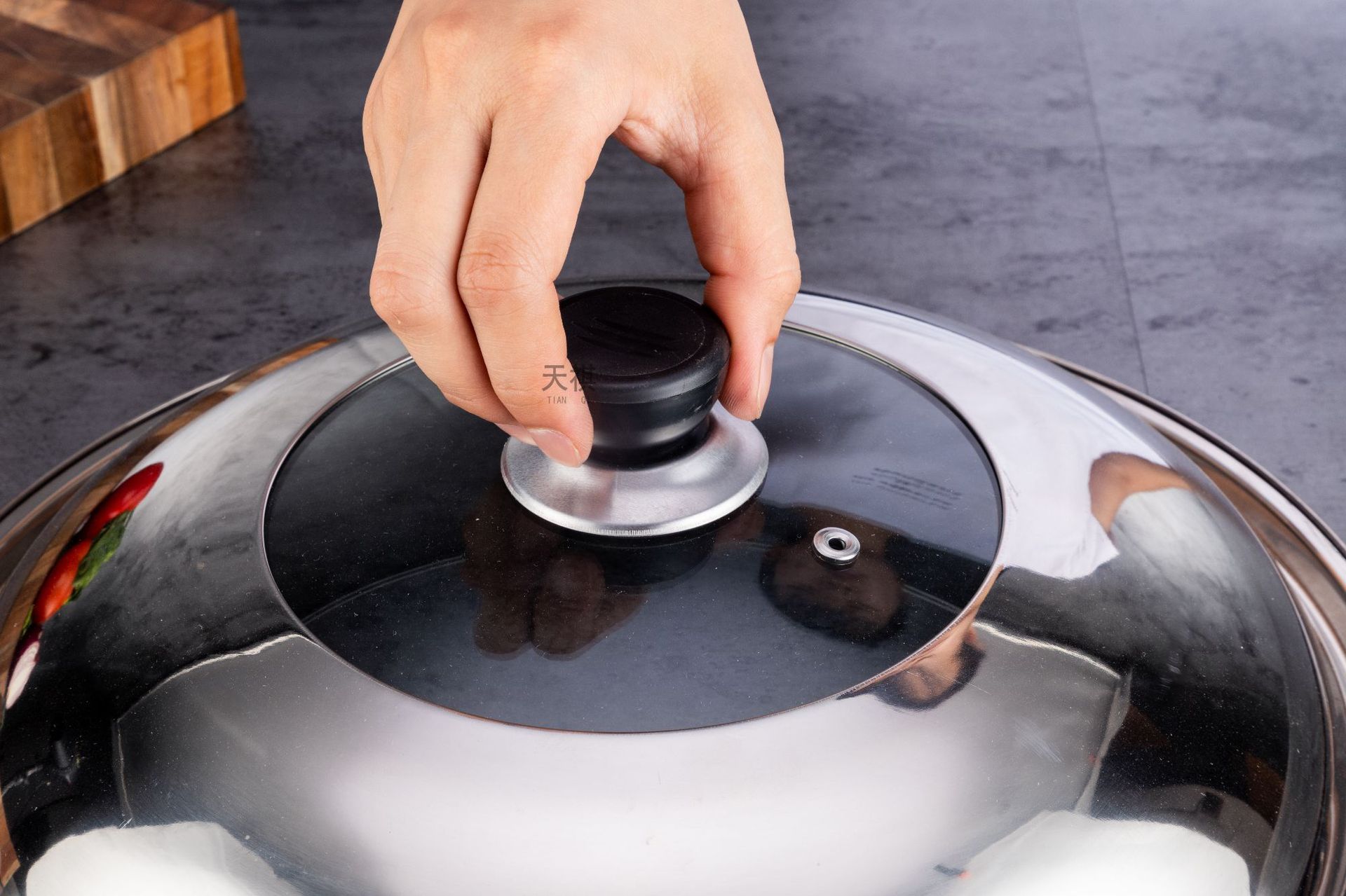 Stainless steel pot lid, household cooking pot lid, 30-40cm, wok combination lid, universal non-magnetic pot lid, glass lid pic 21