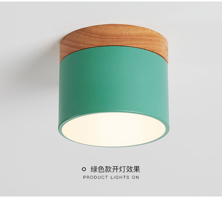 北欧玄关灯飘窗阳台马卡龙实木过道走廊天花顶led明装筒灯详情18