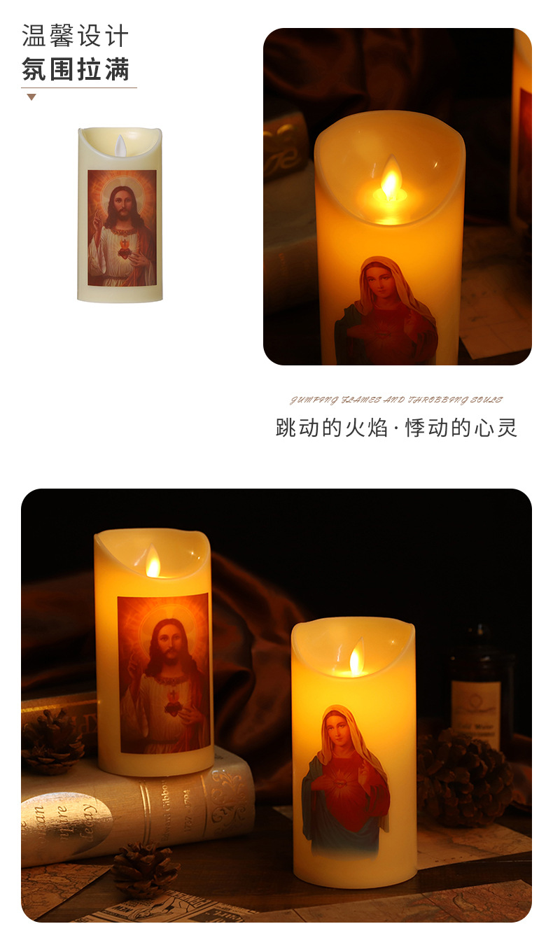 跨境LED欧式古典人物画电子蜡烛 感恩节气氛布置装饰厂家批发详情6