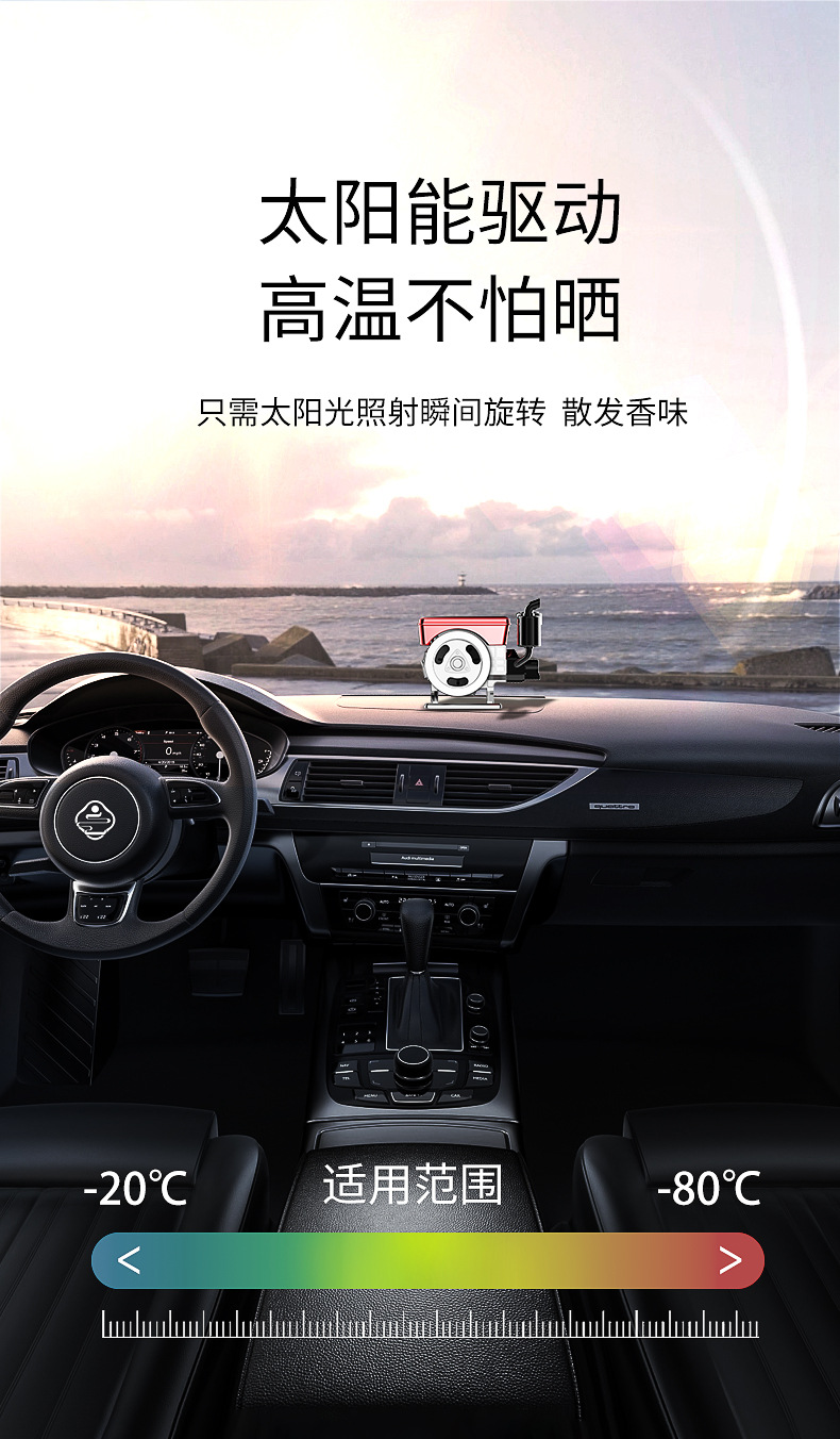 跨境 汽车香薰车载香水太阳能摆件车用清新香氛车载香薰持久留香详情9