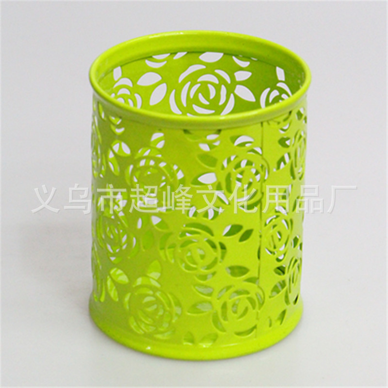 直口玫瑰花笔筒绿色
