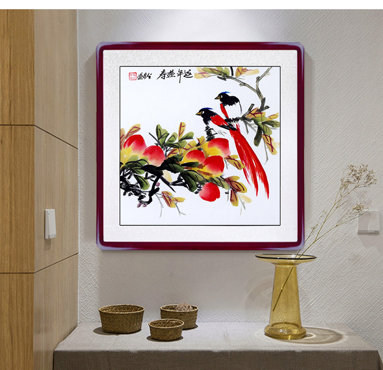 国画葫芦柿子画纯手绘真迹斗方客厅卧室玄关餐厅装饰挂画详情17