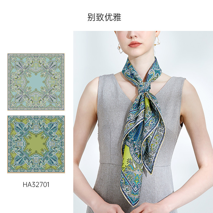 Double-sided digital silk large square scarf 90cm, Chinese style scarf, heavyweight 16mm mulberry silk scarf processing on behalf of others pic 1