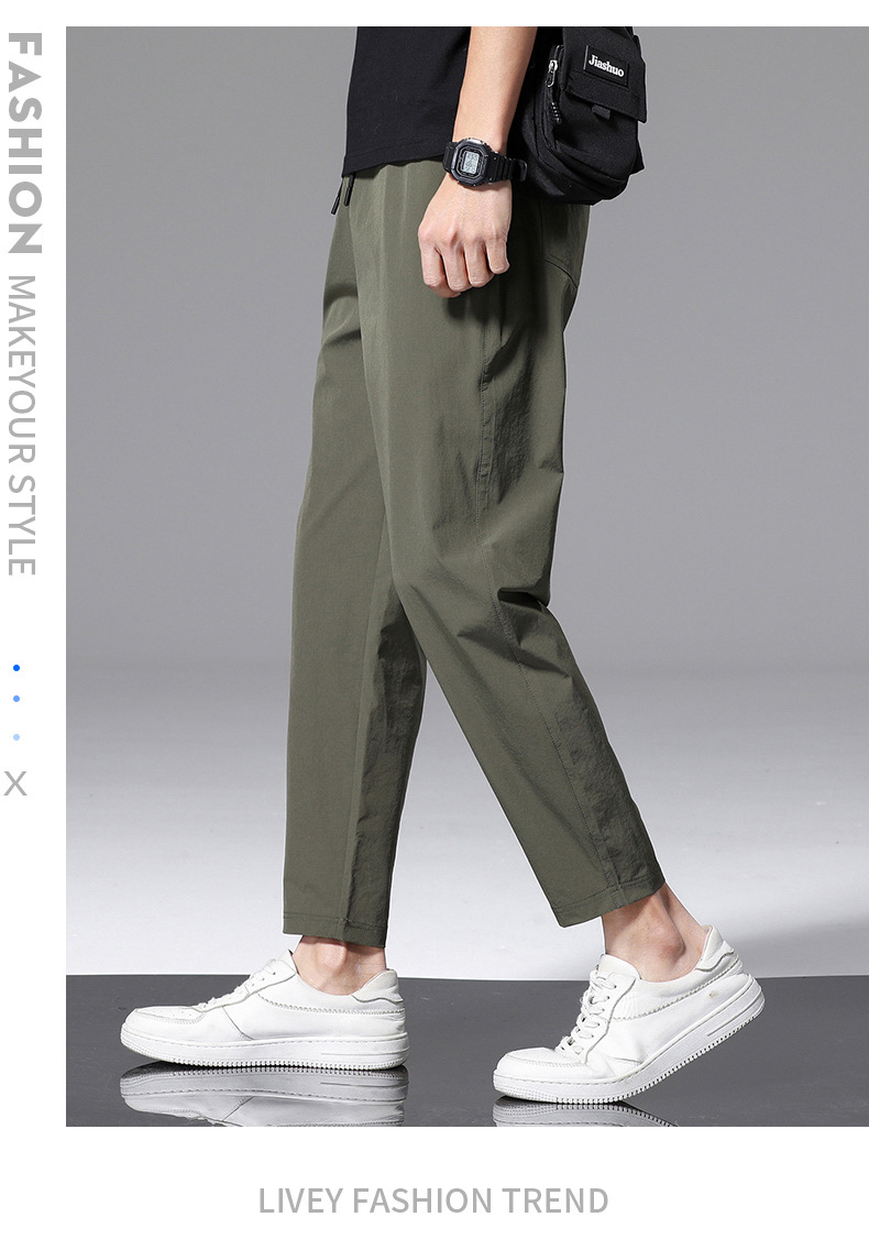 夏季冰丝裤男士薄款锦纶速干运动休闲直筒九分裤清凉空调裤男裤子详情23