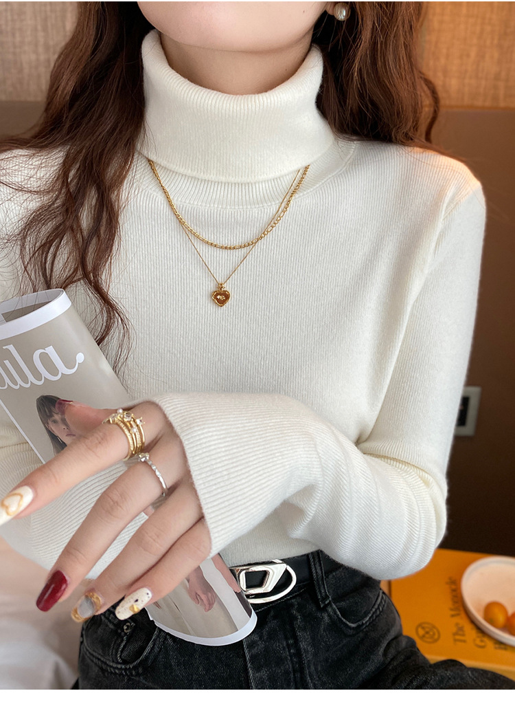 毛衣女2024新款秋冬美拉德穿搭堆堆高领打底衫内搭高级感针织上衣详情20