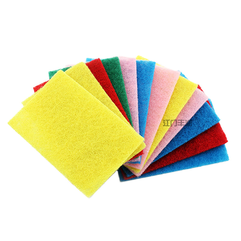 We supply polyester sand-free scouring pads, colored dishwashing cloths and kitchen cleaning scouring pads for washing POTS and dishes pic 4
