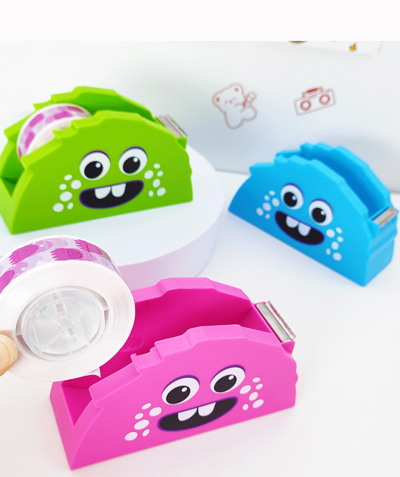 Cross-border direct supply of cartoon monster tape holders, wholesale of student planner tools, tape cutters, and free tape sets pic 12