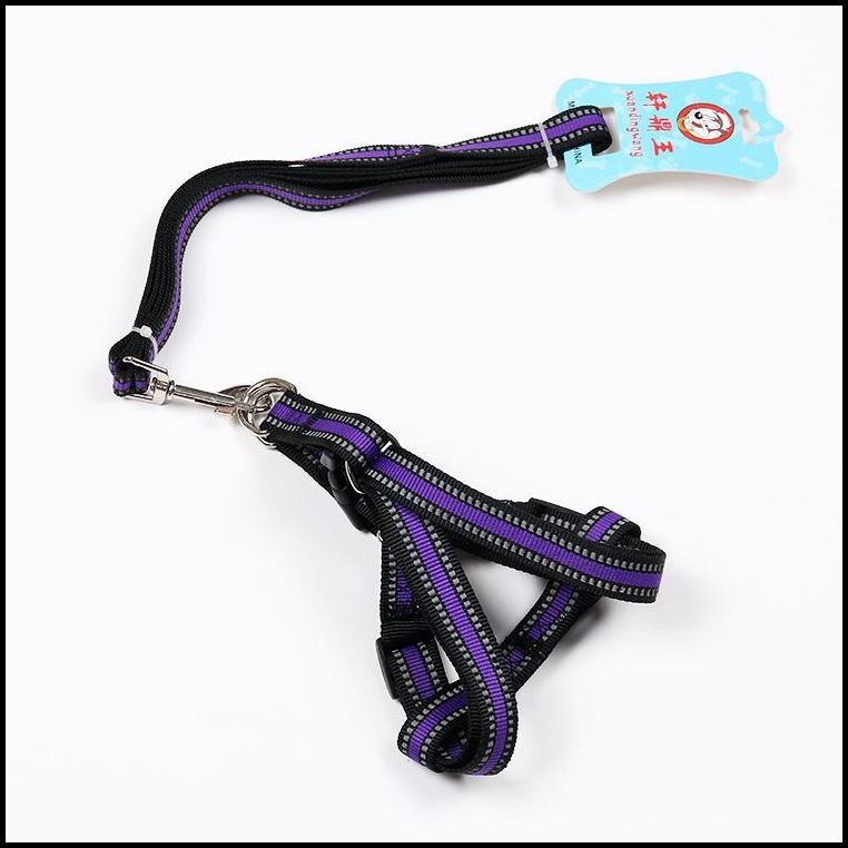 Pet dog leash, double-line reflective silk nylon leash, chest and back strap, small and medium-sized dog walking leash, dog chain, collar pic 5