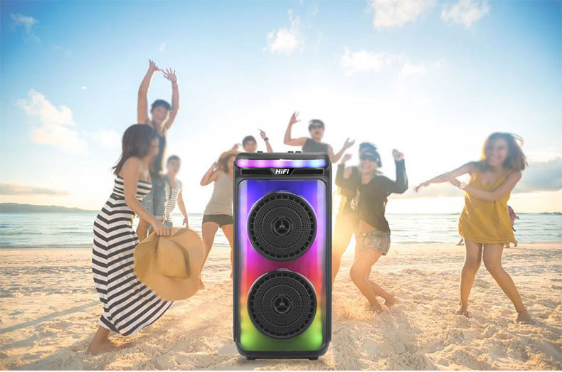The best-selling dual 6.5-inch speaker RX-6245 flame lamp outdoor multi-functional Bluetooth speaker and portable card-inserting speaker pic 8