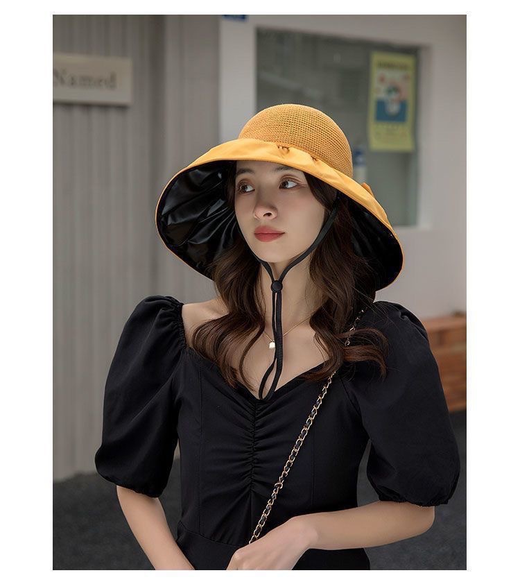 新款帽子女夏季遮阳帽可爱运动韩版防晒帽uv防晒蝴蝶结渔夫帽批发详情19