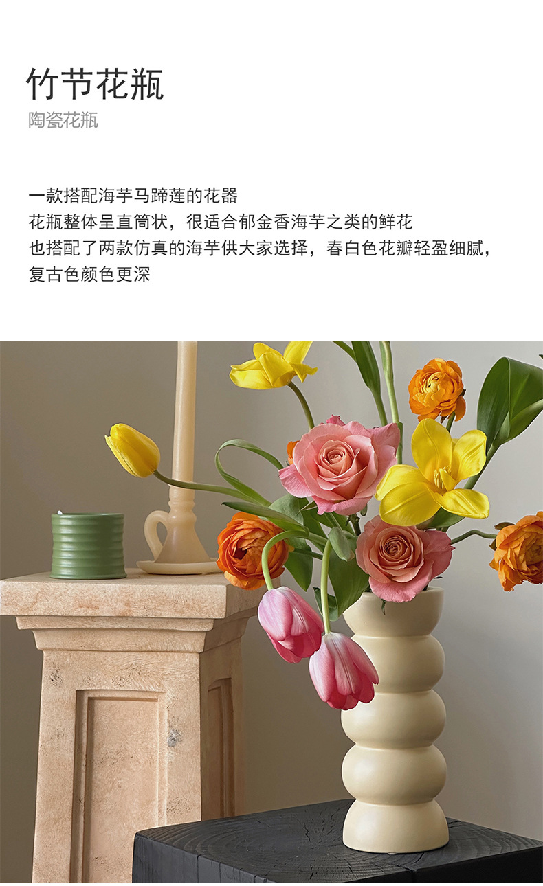 2023 new retro black simple ceramic vase, living room countertop decorative item, home TV cabinet, flower arrangement red vase pic 6
