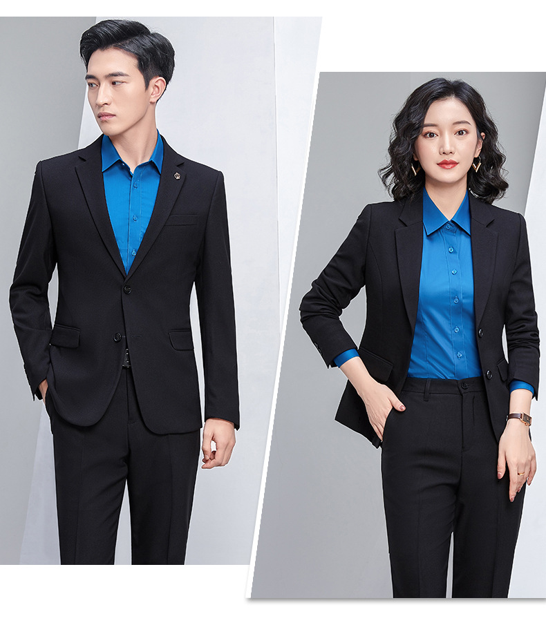 男士商务西服套装宝蓝黑色房地产销售教师工作服职业正装高端西装详情18
