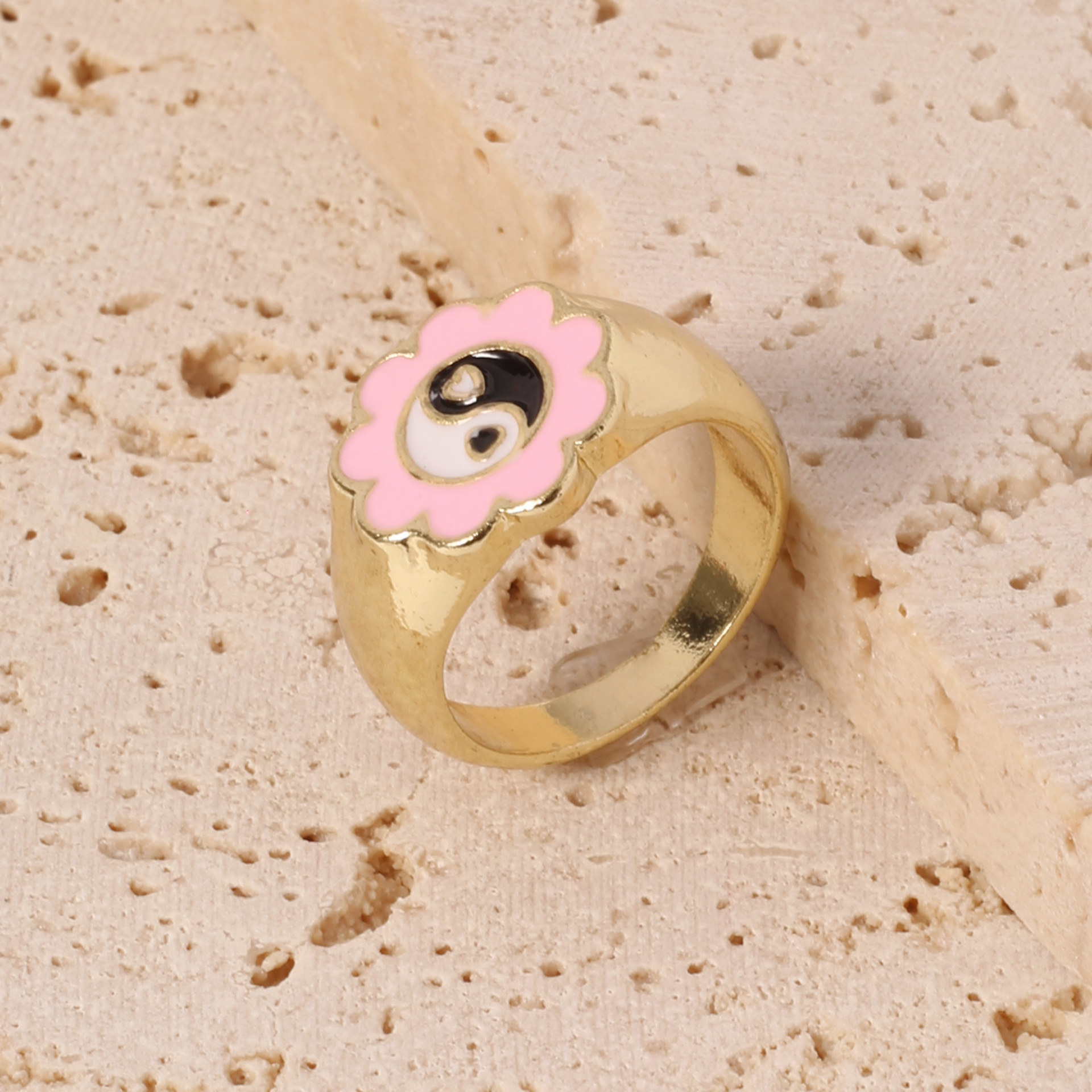 New cross-border ins European and American ring set, sweet, fresh and creative oil-dropping ring, color-preserving electroplated food ring wholesale pic 3